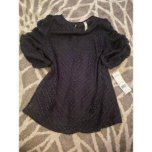 NWT Navy Blue Lace NY Collection Blouse